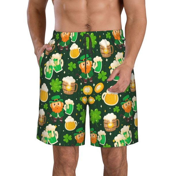 Fotbe St Patrick's Day10 Trajes de Baño Estampados para Hombre, Shorts de Verano de Secado Rápido, Ropa de Playa, Bañadores-Large