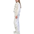 thumbnail image 4 of ATOGUTA Teen Girl Outfits Long Sleeve Jacket and Wide Leg Denim Pants Girls Clothing Sets 2PC Summer Outfits Size 3T-13, White, 4 of 6
