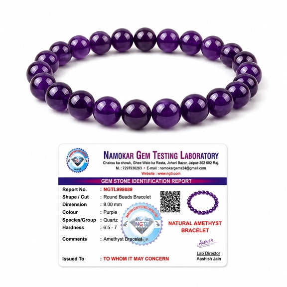 Natural Amethyst Bracelet 8mm Round Beads | Genuine Purple Quartz Healing Crystal Stretch Bracelet for Stress Relief, Calm Energy & Spiritual Balance | Unisex Gemstone Jewelry