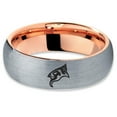 thumbnail image 2 of Tungsten Bird Watching Aves Band Ring 7mm Men Women Comfort Fit 18k Rose Gold Dome Brushed Gray Polished, 2 of 4