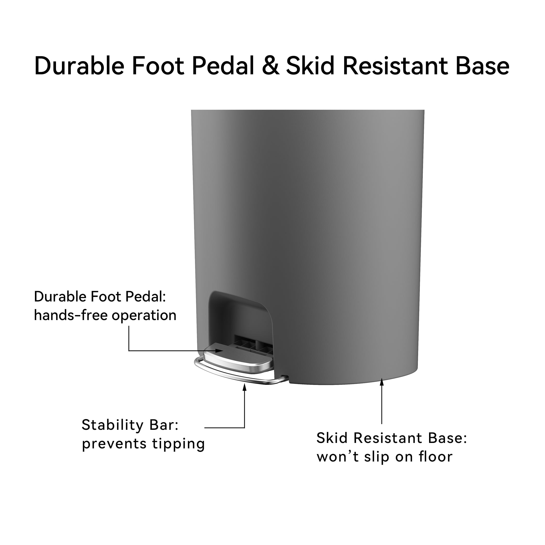Better Homes & Gardens Large Kitchen Trash Can, 14.5 Gallon Plastic Semi Round Step Garbage Bin with Soft Close Lid, Gray