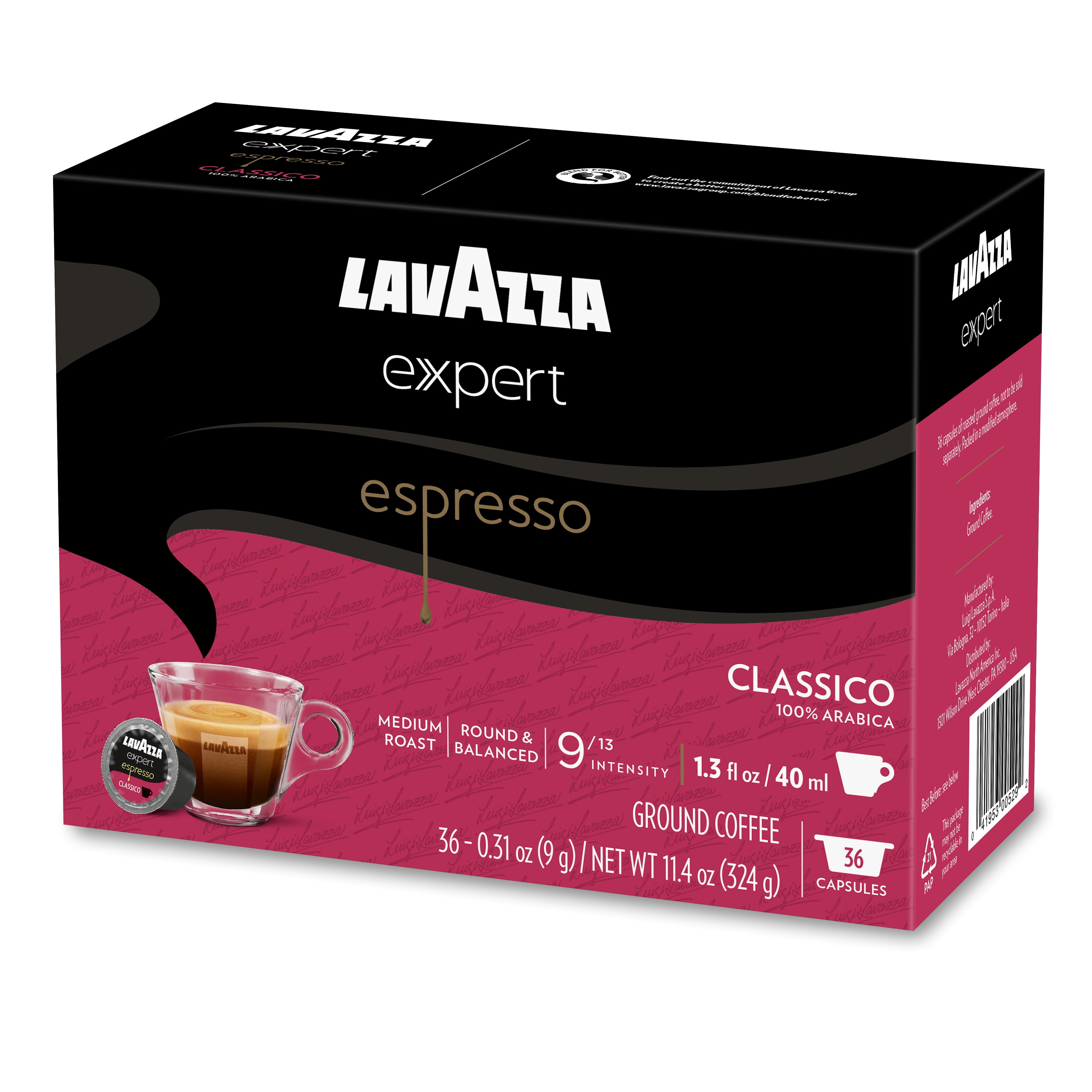 Lavazza Expert Espresso Classico Capsules, Medium Roast, 100% Arabica, Compatible with Lavazza Classy Machines (36 Capsules)