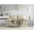 thumbnail image 5 of Pemberly Row 58" Upholstered Velvet & Metal Loveseat in Ivory, 5 of 11
