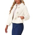 thumbnail image 4 of INSPIRE CHIC Faux Fur Coats for Women's Collar Cropped Winter Warm Outwear Casual Jacket White XS, 4 of 5