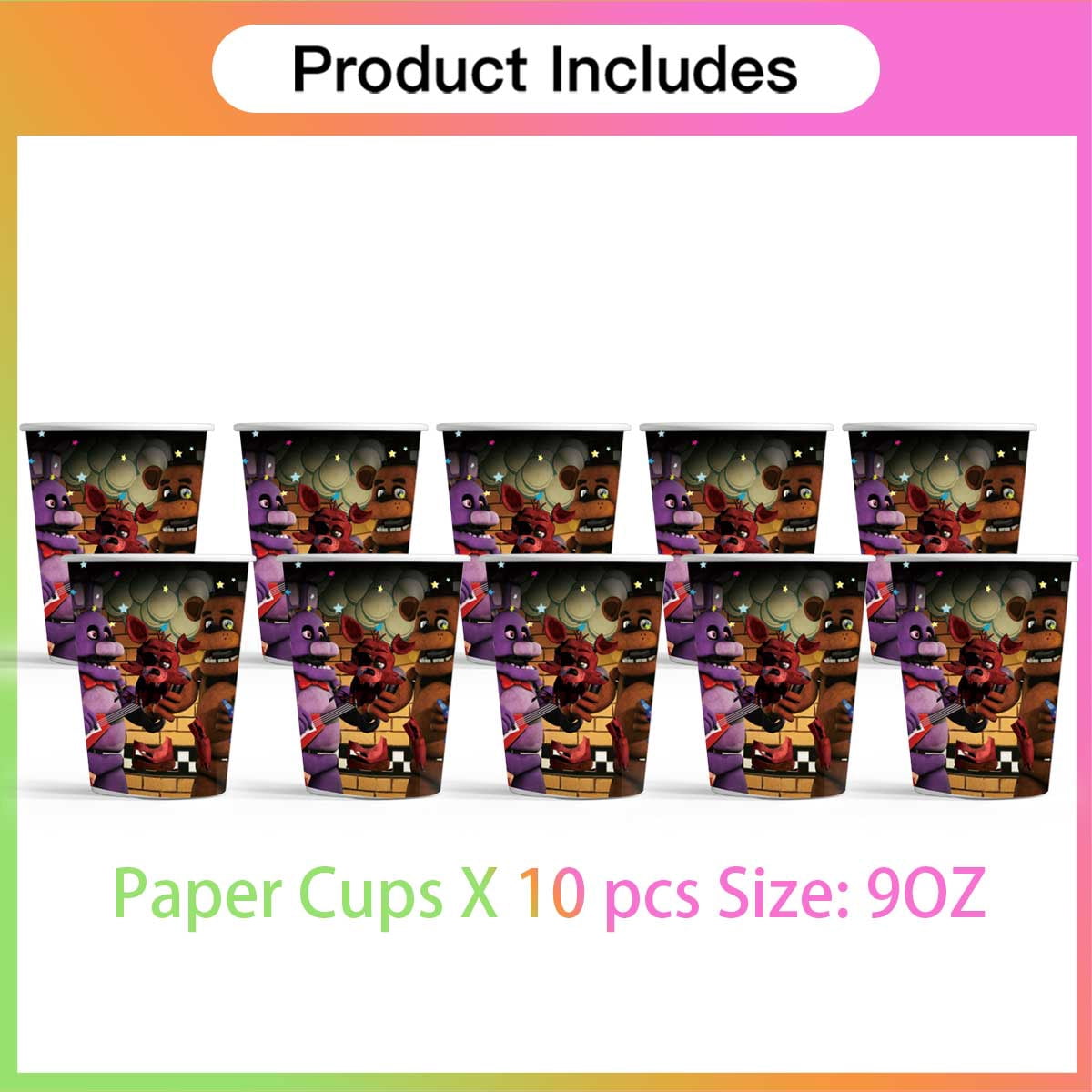 Five Nights at Freddy's Birthday Cups Party Supplies Plates Decorations Cake Topper Decor
