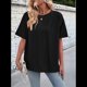 thumbnail image 5 of Camisetas Holgadas de Gran Tamaño para Mujer, Cuello Redondo, Corta, Blusa Informal de Verano Y2K 2025, Camiseta Básica Negro XXL, 5 of 10