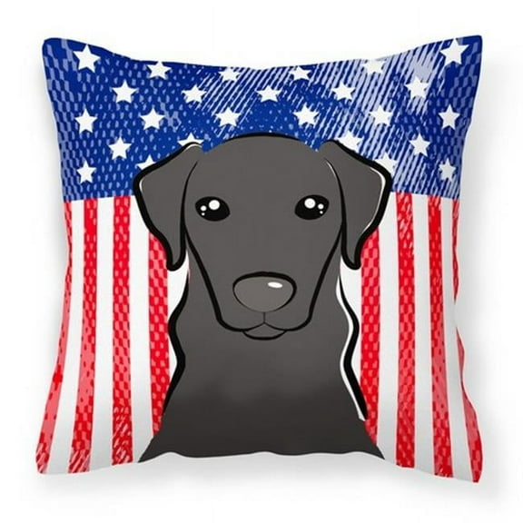 Carolines Treasures  American Flag & Black Labrador Fabric Decorative Pillow - 14 x 3 x 14 in.