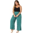 thumbnail image 3 of DARING DIVA Women's Plus Stripe Boho Wide Leg Paper Bag Pants 2X Lake Blue, 3 of 6