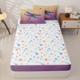thumbnail image 4 of Erosebridal Gradient Galaxy Dragonfly Zipper Full Size Comforter Sets with Fitted Sheet and 2 Pillowcases,Rainbow Animals Pattern Zipper Bedding Set For Girls,Colorful Stars Reversible,4 Pieces, 4 of 7