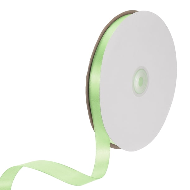 Cinta de satén Uxcell, cinta de satén de poliéster de cara simple para envoltura de regalos, manualidades Verde Claro 5/8 pulgadas