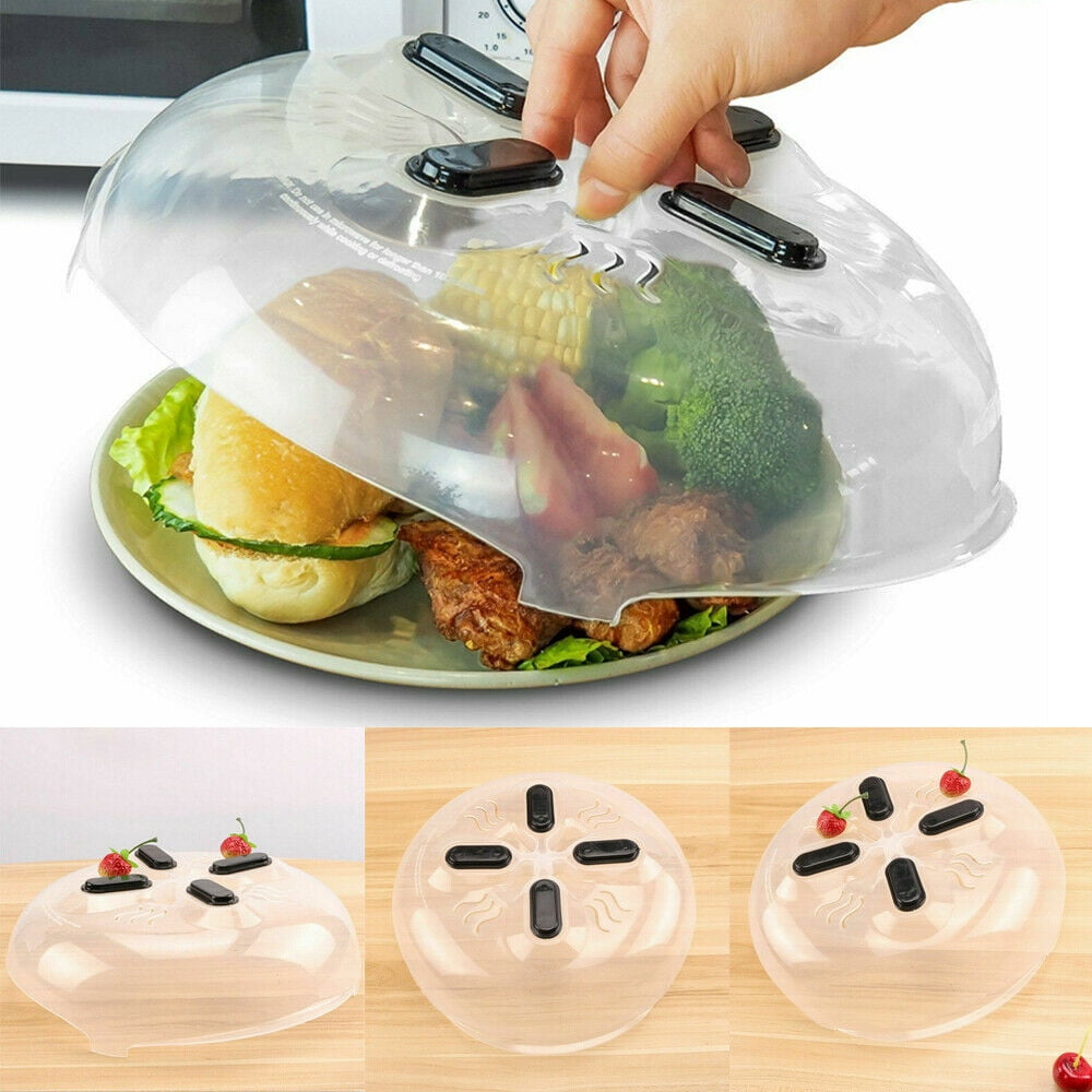 Microwave Hover Anti-Sputtering Magnetic Food Cover Guard with Steam Vents,Clear