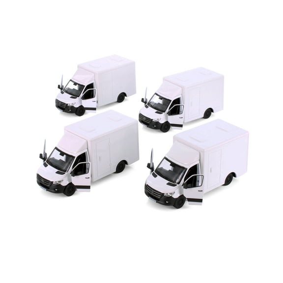 Box of 12 Mercedes-Benz Sprinter Box Truck, White - Kinsmart 5471DW - 1/48 Scale Diecast Model Cars