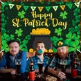 thumbnail image 3 of LSLJS St. Patrick's Day Banner Backdrop Decorations,45"x71" Large Fabric Double Printed Green Leaves Gold Coin Pattern Photo Background Irish Festival Flags Luck Green Yard Sign Trefoil Poster Party, 3 of 6