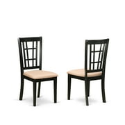 East West Furniture 7 Piece Kitchen Table Set- a Rectangle Dining Room Table and 6 Dining Chairs, Black (Seat Options) DUNI7-BLK-C