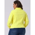 thumbnail image 4 of DARING DIVA Women's Plus Size Washed Front Frayed Classic Denim Jacket 3X Yellow, 4 of 6