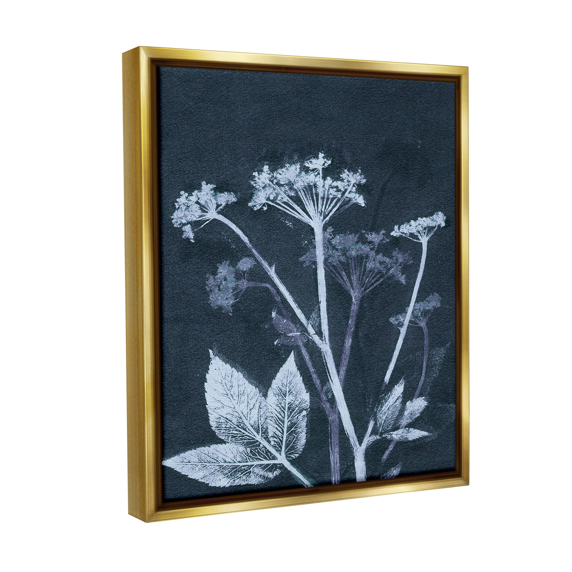 Stupell Industries Spring Botanical Shapes Botanical & Floral Painting Gold Floater Framed Canvas Art Print Wall Art, 17 x 21