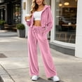 thumbnail image 5 of RongHuan Women Sweatsuits Set Velvet 2 Piece Tracksuit Trendy Long Sleeve Cropped Hoodie and Sweatpants with Drawstring, 5 of 8