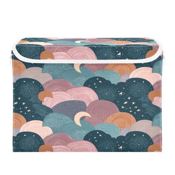 Storage Box With Lid 16.5x12.6x11.8In Foldable Stacked Household Storage Box Cartoon Beautiful Cloud