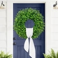 thumbnail image 4 of 28'' Large Boxwood Wreaths Front Door Artificial Green Spring Wreath with Sash Wreaths for Front Door Farmhouse Greenery Year Round Outdoor Indoor for Summer Wreath St Patricks Day Decoration, 4 of 9