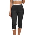 thumbnail image 2 of Drovellove Women's Plus Size Capri Leggings – 3/4 High Waisted Stretch Pants with Side Slit & Subtle Lace Detail for Workout, Yoga or Casual Lounging, 2 of 9