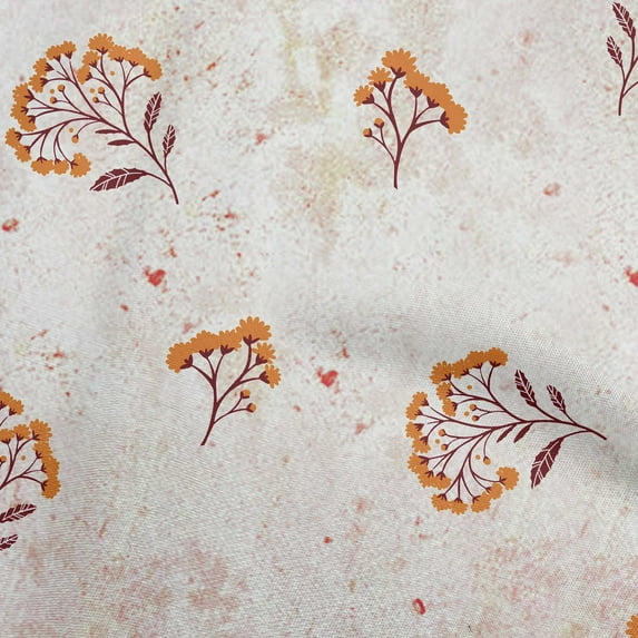 oneOone Velvet Orange Fabric Floral Floral With Texture Craft Projects Decor Fabric Printed By The Yard 58 Inch Wide