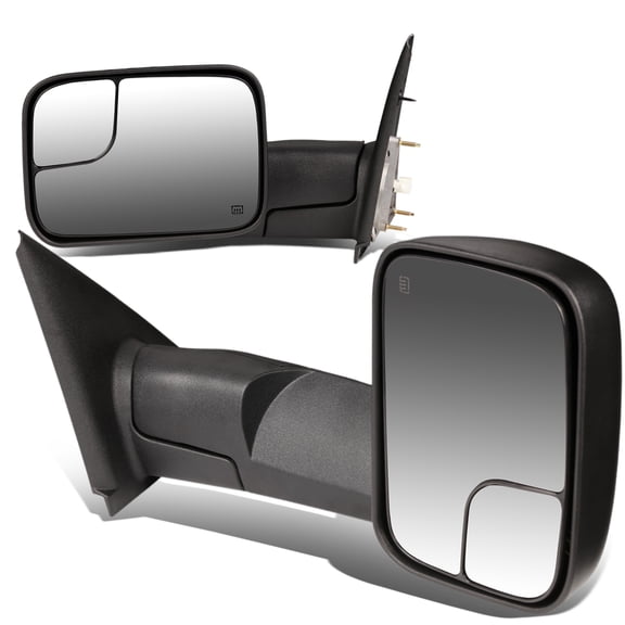 DNA Motoring TWM-012-T111-BK For 2002 to 2009 Ram 1500 / 250 / 3500 Pair of Black Powered   Heated Glass   Manual Foldable Side Towing Mirrors 05 06 07 08