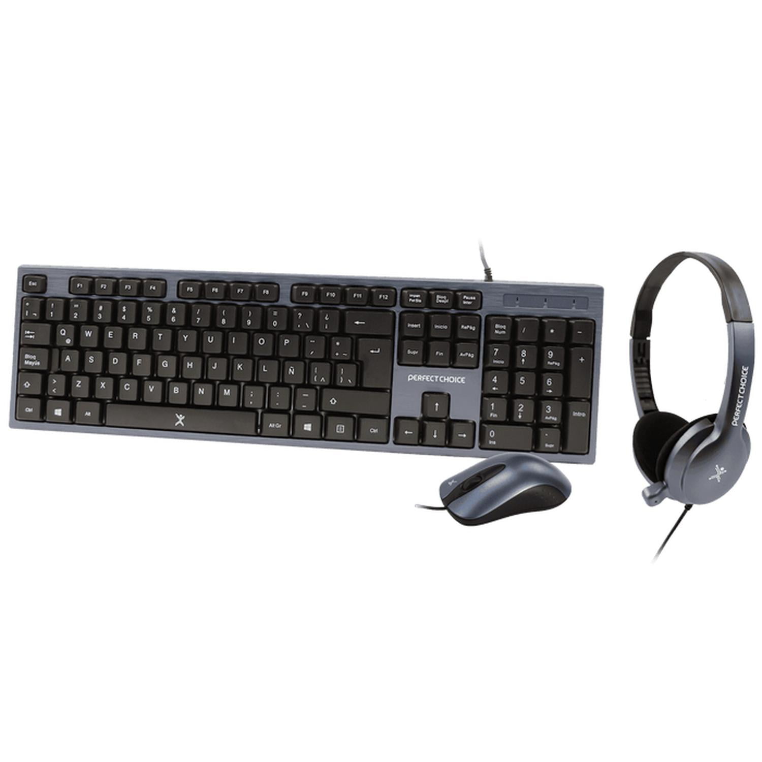 Kit Teclado+Mouse+Diadema para Oficina PERFECT CHOICE PC-201700