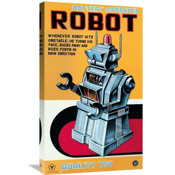 Global Gallery's 'Battery Operated Robot' By Retrobot Stretched Canvas Wall Art