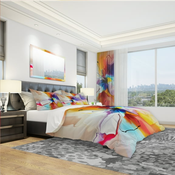 Designart 'Creative Flower in Multiple Colors' Modern & Contemporary Duvet Cover Set