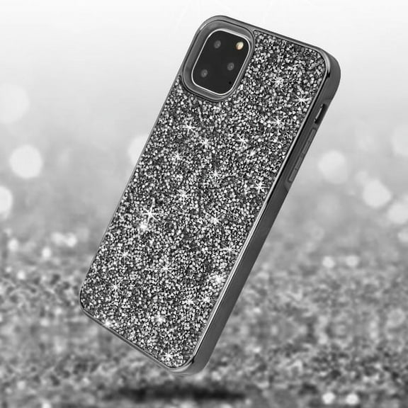 Apple iPhone 11 PRO Phone Case Glitter Heavy Duty Rugged Hybrid Soft TPU Inner   Hard PC with Crystal Bling Diamond Rhinestones Electroplated Frame Protective Shockproof Cover BLACK for iPhone 11 Pro