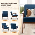 thumbnail image 2 of Hassch Velvet Accent Armchair with Solid Rubberwood Frame and Thick Backrest, Modern Lounge Chair for Living Room, Bedroom, Home Office (Navy), 2 of 10