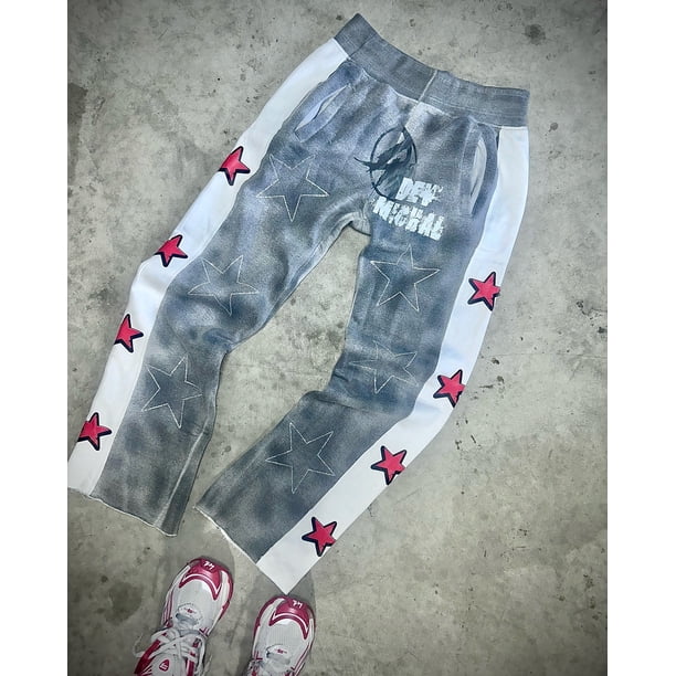 Pantalones holgados Y2K para hombre y mujer, pantalón informal Retro de alta calidad con patrón de estrella Harajuku, ropa de calle deportiva de cintura alta y pierna ancha