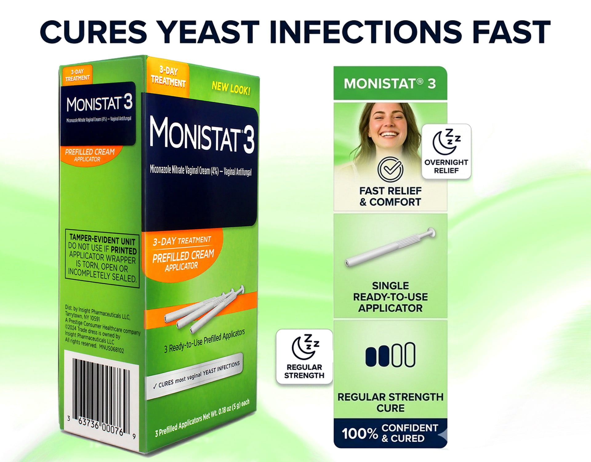 Monistat 3 Vaginal Antifungal Cream, Prefilled Applicators - 3 Ea