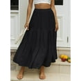 thumbnail image 4 of Michellecmm  Women's Summer High Waist Skirt Solid Color/Plaid Long Skirt, 4 of 9