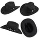 thumbnail image 4 of Sombrero vaquero XuoAZ Western Roll Up Fedora negro para hombre y mujer, 4 of 4