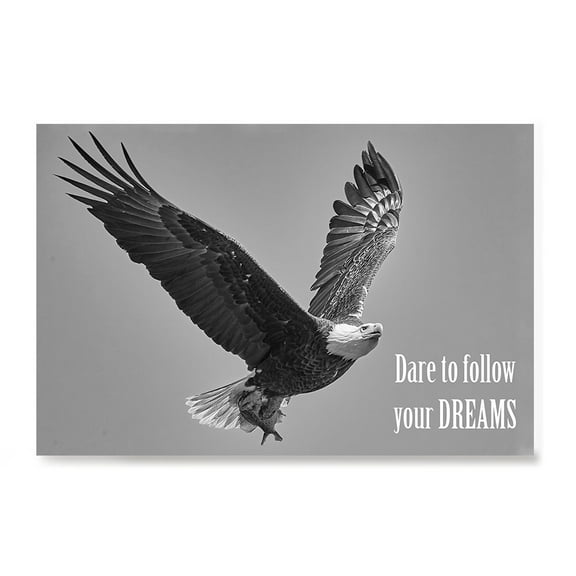 EzPosterPrints - Most Popular Eagle Theme Quote Posters - Power Strength Brave Motivational Quotes Poster Printing - Wall Art Print for Home Office - DREAMS - 18X12 inches