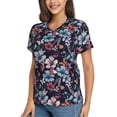 thumbnail image 2 of Xecao Flowers ad Butterflies for Women's V-Neck T-Shirts-Elegant Half-Sleeve Tops Perfect for Summer-X-Large, 2 of 5