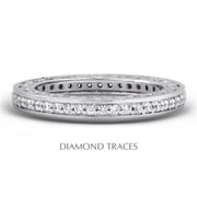 Diamond Traces UD-EWB452-0961 14K White Gold Pave Setting 0.68 Carat Total Natural Diamonds Vintage Eternity Ring
