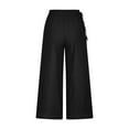 thumbnail image 5 of Summer Savings Clearance! Edvintorg Cotton Linen Pants Women Summer Casual Loose Fit Pants High Waist Solid Color Side Drawstring Belt Wide Leg Pants Plus Size Women Trousers Black XXL, 5 of 6