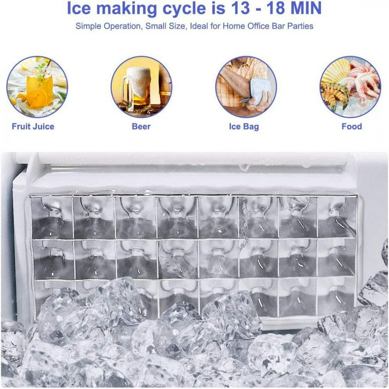  mollie Ice Machine Maker Countertop, 32 Ice Square Cubes Ready  in 20 Mins, 33lbs/24 hrs, Self-Cleaning Ice Machine, 2 Size Ice Cubes for  Kitchen Office Bar Party, 2.5L Water Tank : Appliances