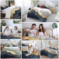 thumbnail image 6 of Navy Blue Geometric Bedding 3 Piece Duvet Cover Set Queen Size, Modern Abstract Luxury Golden Soft Microfiber Comforter Cover with Zipper Closure & Pillowcases, Wrinkle & FadeResistant Quilt Cover, 6 of 9