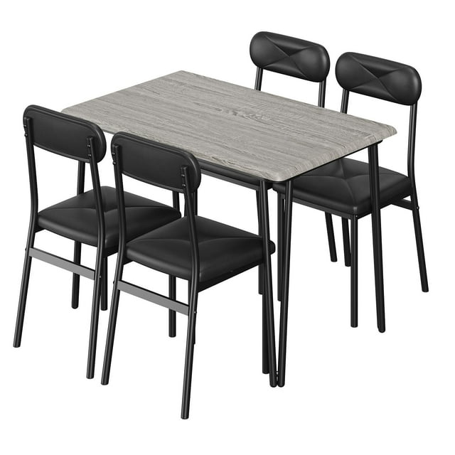 Yeshouse Juego de 4 sillas y mesa de cocina, mueble de comedor moderno que ahorra espacio con 4 sillas tapizadas, para desayunador, apartamento, color gris.