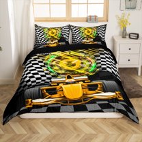 Manfei Female Men Women Yellow Car 2-Piece Comforter Cover Toddler Size,Geometric Buffalo Plaid Bedding Sets Toddler Size,Extreme Sport Ultra Soft Bed Set(No Comforter)