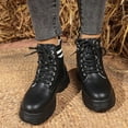 thumbnail image 5 of Bnwani Women Boots Fashion Toe Thick Ankle Fleece Warm Casual Solid Boot Black Size 5.5, 5 of 7