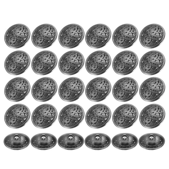 Uxcell 30pcs 24L Metal Round Hollow Sewing Buttons 15mm 5/8" Zinc Alloy Clothes Craft Replacement Button for Men Women Coat Uniform Shirt Suit, Black