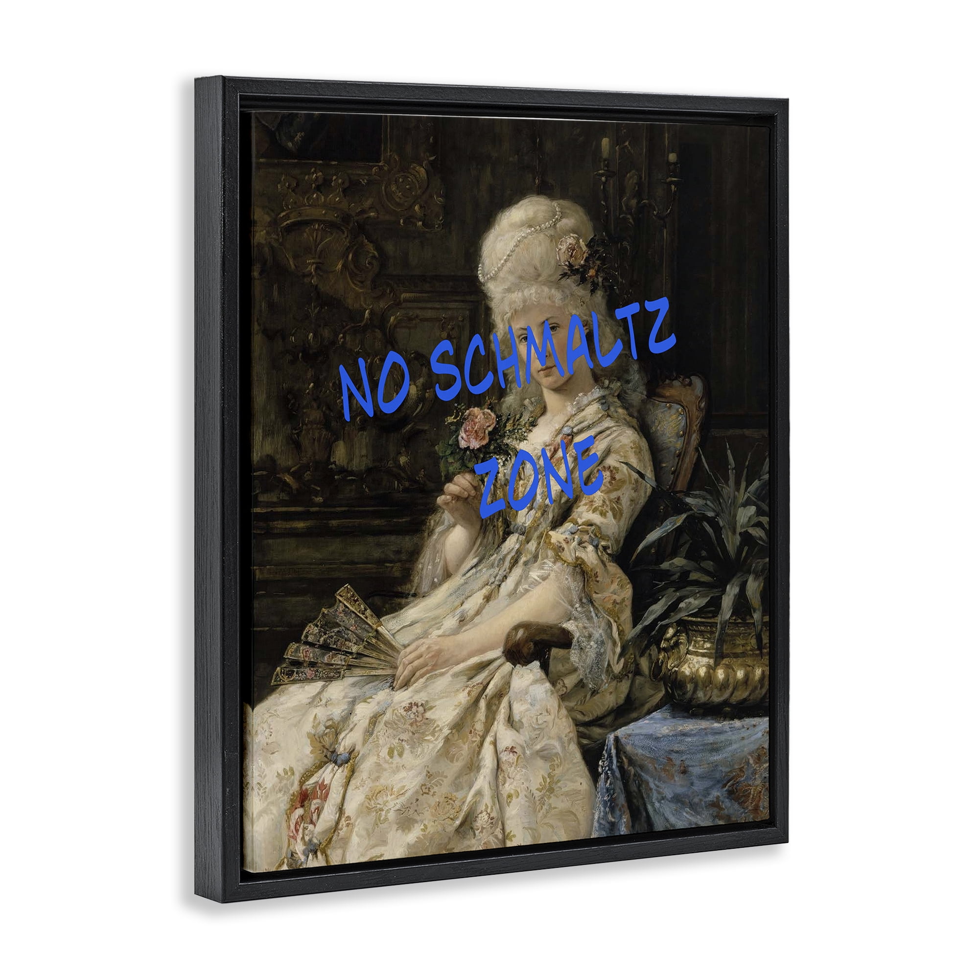 Stupell Industries Iconic No Schmaltz Zone Black Framed Floater Canvas Wall Art, design by Grotto Studios