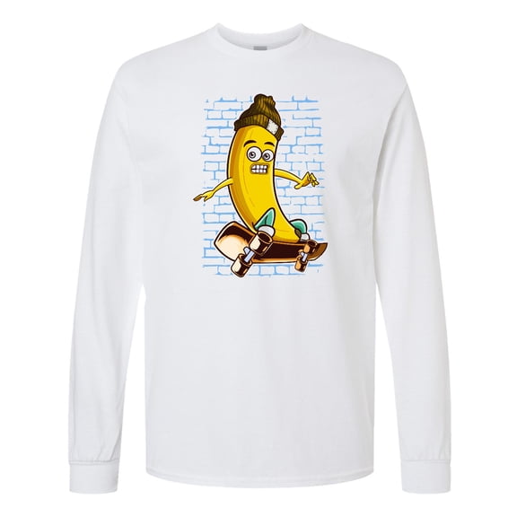 Inktastic Skateboarding Banana Funny Skater Long Sleeve T-Shirt