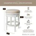 thumbnail image 5 of Maven Lane Pullman Backless Counter Stool in Alabaster White Finish with Cream Fabric Upholstery, Set of 2, 5 of 6
