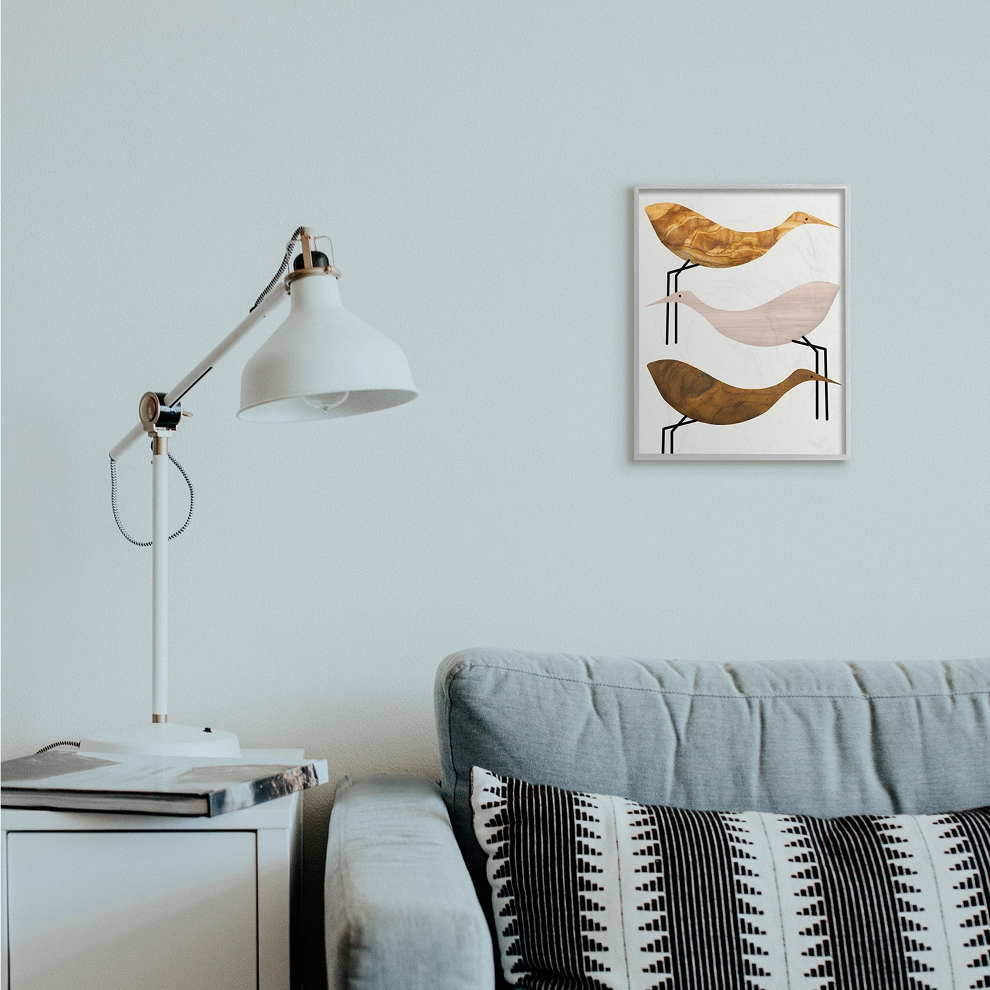 Stupell Industries Abstract Tree Pattern Storks Minimal Rustic Birds Gray Framed by Daphne Polselli