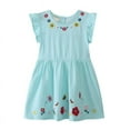 thumbnail image 2 of Emy Dola Toddler Girl's Dresses Easter Cotton Ruffle Sleeve Jersey Dress 2-8 Years A-Line Embroidery Casual Summer Sundress, 2 of 6